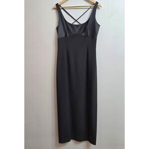 Tahari Womens Y2K Fairy Grunge Whimsigoth Black Midi Dress 12 Babydoll Top Vamp